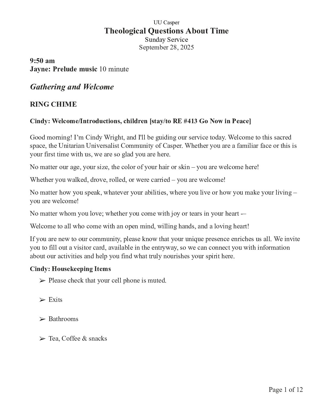 Programming Committee Meeting