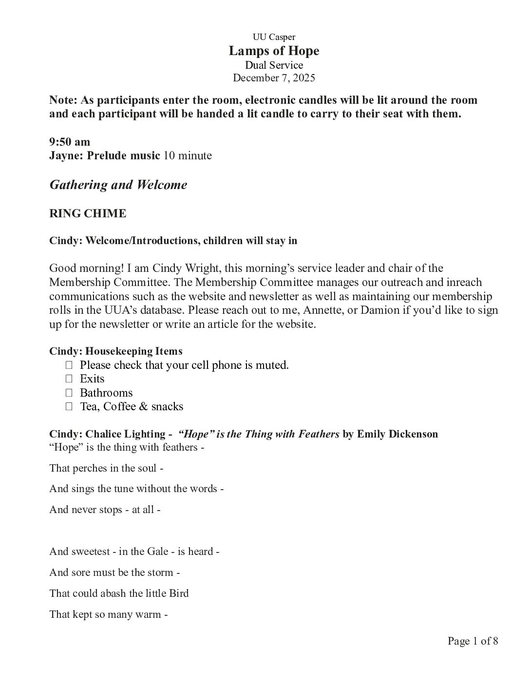 Programming Committee Meeting